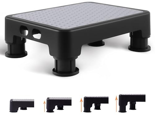 CHIKILLA Adjustable Step Stool for High Beds and Cars, 650lbs Heavy Duty Bed Step for Elderly, Non-Slip Mobility Platform for Bathtub, Kitchen, SUV, 4 Height Levels 3.4-5 Portable Stair Assist, Gray