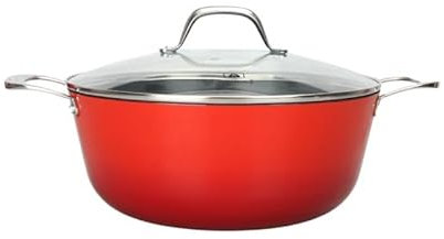 LAGUIOLE, Casseruola in Ghisa Leggera 4,0 L, Ritenzione Ottimale del Calore, Antiaderente, Facile Manutenzione, Tutte le Fonti di Calore, Induzione, 100% Ghisa, Design Elegante 24x10,5 cm, 4 L, Rosso