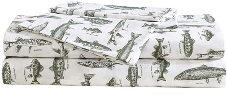 Eddie Bauer – lakanset, bomull percale-sängkläder med matchande örngott, skarpa och andningsbara, 200-trådtäthet, klassiska komfortnödvändigheter (havsgrön, drottning)