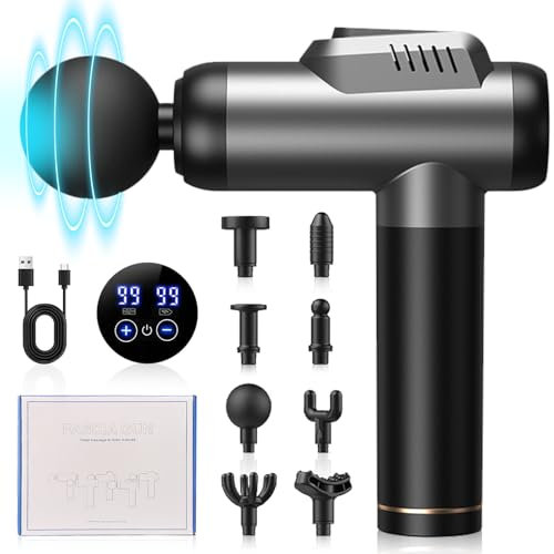 D L D Pistolet de massage professionnel pour tissus profonds, silencieux 99 vitesses, 8 têtes de massage avec chargeur de type C pour la maison, le bureau, le sport, le massage musculaire complet du