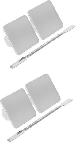 Sosoport 2 Sets for Foundation Stainless Steel Mixing Plate Makeup Mixing Palette Small Concealer