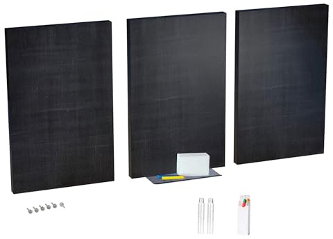 Chalkboard Wall Decor Set of 3 – 11 x 17 Inch DIY Customizable Blackboard Canvas, Interactive Wall Art for Creative Home & Kids Rooms, Reusable Chalkboard Panels with Metal Ledge