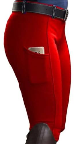 Pantalons d'équitation, Collants, Poches, rehausseur de Hanches, Pantalons for Hommes et Femmes, Course hippique pour Sports Plein(Red,M)