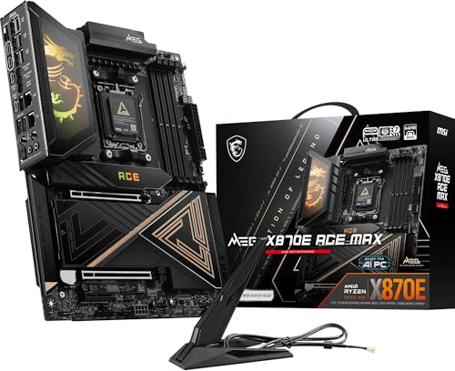 MSI MEG X870E ACE MAX Motherboard, ATX - Supports AMD Ryzen 9000/8000 / 7000 Processors, AM5-64MB BIOS ROM, 110A SPS VRM, DDR5 Memory (up to 9000+ MT/s OC), M.2 & PCIe 5.0, USB4, Wi-Fi 7, 10G LAN