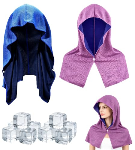 Niuhong 2PCS Serviette Rafraîchissante Capuche Soie Glace pour Fitness
