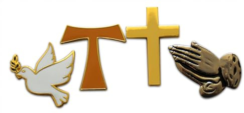 4-Piece Religious Mixed Crosses, Praying Hands, & Dove Lapel or Hat Pin & Tie Tack Set with Clutch Back by Novel Merk