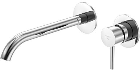 Steinberg 100 1820 Hochwertige 245 mm Waschbecken-Armatur massivem Messing für Küche und Bad Waschtisch-Einhebelmischer für Wandmontage, Chrom