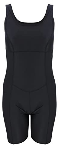 Aquarti Damen Schwimmanzug mit Bein Geschlossener Rücken, Farbe: Schwarz/Nähte Schwarz, Größe: 44