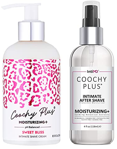 IntiMD Coochy Plus Intimate Shaving Complete Kit - Sweet Bliss & Organic After Shave Protection Soothing Moisturizer Mist - Antioxidant Formula Prevents Razor Burns, Itchiness & Ingrown Hair