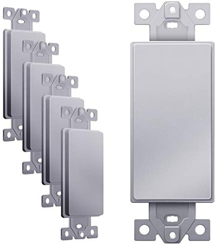 ENERLITES Blank Adapter Insert for Decorator Wall Plates, Unbreakable Polycarbonate Thermoplastic, ETL Listed, 6001-SV-5PCS, Silver, 5 Piece