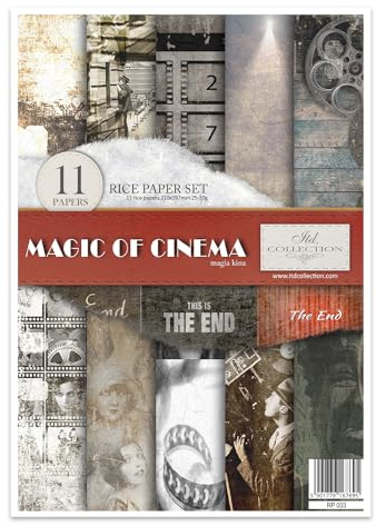 ITD Collection - Reispapier Kreativset A4 Decoupage Rice Paper Sheet 29,7 x 21 cm Serviettentechnik Mehrfarben (Magic of Cinema, RP003)