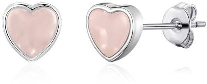 Philip Jones Rose Quartz Heart Stud Earrings