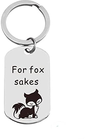 BCughia Portachiavi divertente in acciaio inox 39x39mm portachiavi con incisione per Fox Sakes