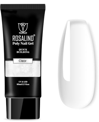 ROSALIND Ricostruzione Unghie Gel, 80ml Trasparente Acrygel Poly Nail Extension Gel, Nail Ispessimento Extension Enhancement per Principianti, Professionale e Salone di Manicure