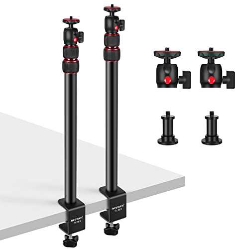 NEEWER 2X verstellbares Kamera Tischstativ Lichtstativ mit 1/4 Kugelkopf,Klemmstativ mit 1/4 Adapter und C-Klemme für DSLR Kamera,Ringlicht,Live Streaming, 43-102cm verstellbar, Max. Belastung:3kg