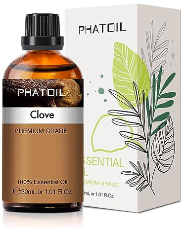 PHATOIL Huile Essentielle Clou de Girofle 30 ml, Huile Essentielle pour Diffuseur Aromathérapie, Huile de Girofle Pure Naturelle pour Humidificateur, Bougies