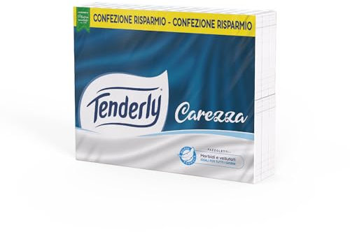 Fazzoletti Tenderly Carezza, 30 Pacchetti da 9 Fazzoletti a 3 Veli, Morbidi e Delicati, Ideali per l'uso Quotidiano, Dermatologicamente Testati, 100% Made in Italy