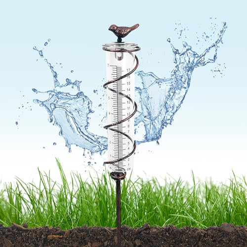 MOERAE Regenmesser für Garten, 17cm Regenmesser Frostsicher, Glas Regenmesser Outdoor Regenwassermesser, Niederschlagsmesser für Garten, Terrasse, Hof