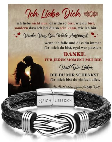 XUANPAI Herren Armband Ich Liebe Dich Geschenk für Männer - Lederarmband Hochzeitstag Geburtstagsgeschenk für Freund Jahrestag Geschenk für Ihn Hochzeitstagsgeschenke für Ehemann