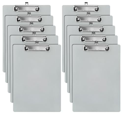 (10 Stück) Klemmbrett A4,Klemmbretter Holz mit Metalklemme und Aufhängeose, Clipboard Schreibplatte Schreibbrett für Büro,Restaurant,Schule-Grau