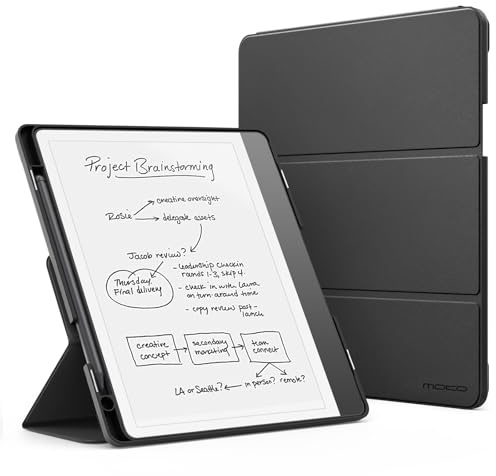MoKo Custodia Supporto per Kindle Scribe (Modello 2024/2022) - Custodia in Pelle Premium con Supporto Triplice per Penna, Auto Sonno/Sveglia per il Modello 2024 da 10,2 Pollici, Nero