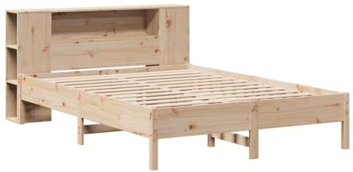 Lit bibliothèque vidaXL 120x190 cm en bois de pin massif, Meuble de Chambre à Coucher, lit Double, lit en Bois, Rustique