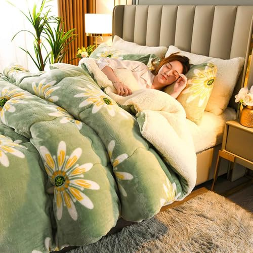 HLTQL Edredon Cama 150 Invierno Gordo Estampado、Edredon 150x200 para Cama、EdredóN De Matrimonio para Invierno Grueso、EdredóN Terciopelo Cordero(#4,150x200cm-2.5kg)