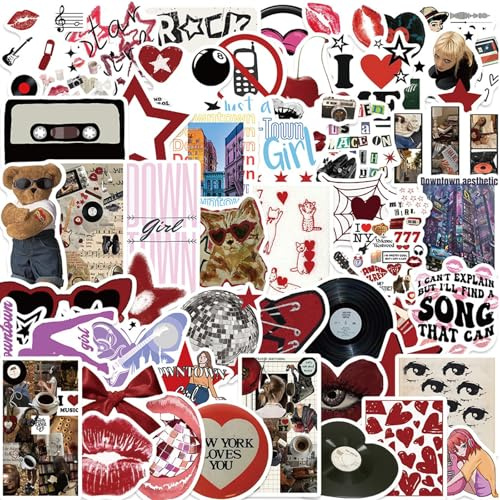 Lilbitty Paquete de adhesivos Y2K para chicas, 50 unidades, lindos adhesivos para portátil, guitarra, maleta, coche y más, adhesivos de vinilo impermeables y bonitos para decoración kawaii