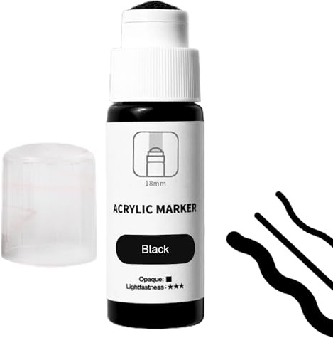 MOP Acrylic Based Color Marker with 18mm Tip, Fast Drying Graffiti Pen for Creative Work | Permanent Color Bottle with Saturation Effect for Canvas, Paper, V