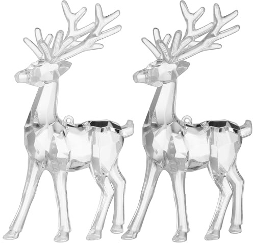 Toyvian 2pcs Clear Acrylic Transparent Elk Ornaments | Lightweight and Easy to Set up, Tabletop Decorations for Many Occasions, Kid'S Room Decor