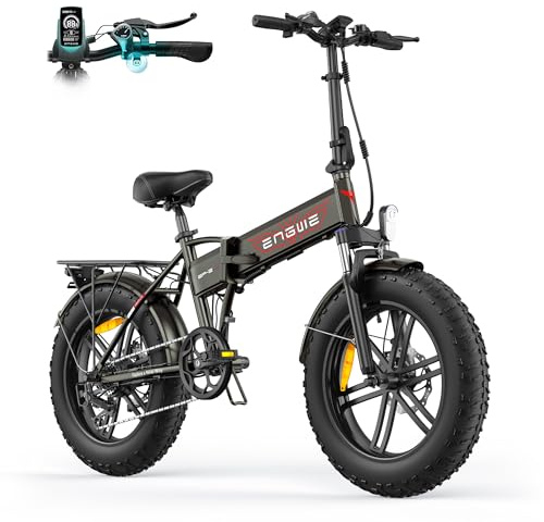 ENGWE Electrisk Cykel Fällbar EBike, 48V 13Ah Räckvidden är 120 km | Den är hopfällbar, 20×4.0 Tum Feta Däck, 7-Växlad E-Cykel för Alla Terrängtyper, EP-2 BOOST