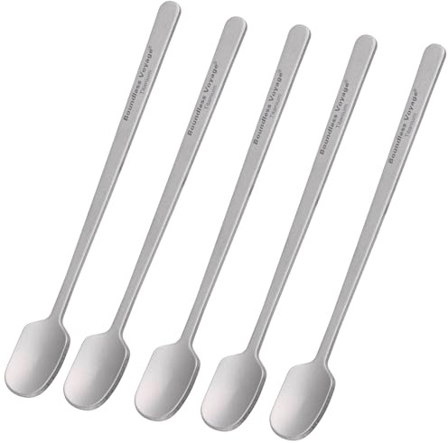 iBasingo Titan kaffe- och espressoskedar set 5-pack minisked ultralätt, rostfri och diskmaskinssäker omrörningsskedar för kaffe, te, kakao (13 cm titanfärg Ti1134T)