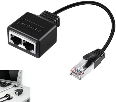 Divisor RJ45, Adaptador 1 a 2 Puertos, Splitter Ethernet RJ45 Macho a 2 Hembra para Cable de Red Cat5 Cat5e Cat6 Cat7, Splitter RJ45 1 Entrada 2 Salidas, Uso Alternativo LAN para Casa y Oficina, 30CM