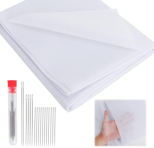 ZRUEWOT Fieltro para planchar de 1 m x 3 m, para coser y hacer manualidades, forro polar de volumen para reforzar la tela, grosor medio blanco, para ropa y proyectos de bricolaje, incluye 18 agujas de