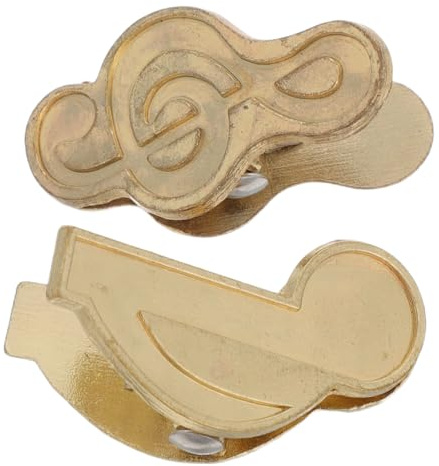 Operitacx Lot de 2 Pinces Métalliques Dorées de Clés de Sol et Croches, Mini Clips Décoratifs pour Cahiers, Carnets et Partitions, Porte-pages Vintage pour Bureau, École et Organisation