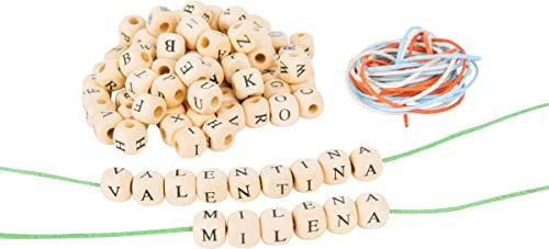 small foot Buchstabenwürfel aus Holz zum Fädeln, fördert Kreativität und lehrt das Buchstabieren, ab 3 Jahren, 10713