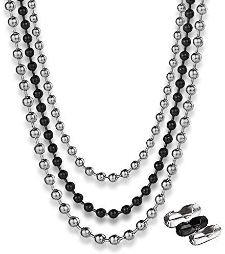 9m Edelstahl-Kugelkette mit 40 Passenden Verbindern, 5m 2,4mm Silberne Kugelkette, 2m 2,4mm Schwarze Kugelkette, 2m 3mm Silberne Kugelkette