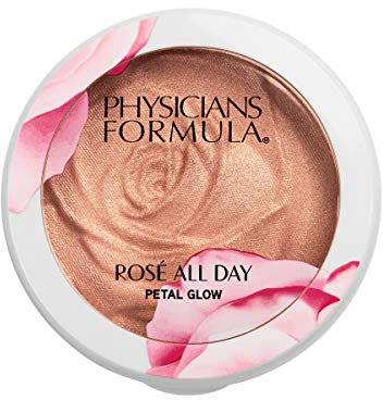 Physicians Formula - Rosé All Day Petal Glow - Iluminador Acabado Brillante, Efecto de Larga Duración - Todos los Tonos de Piel - Ciruela de Kakadu, Agua de Rosas, Goji y Agentes Tensores - Petal Pink