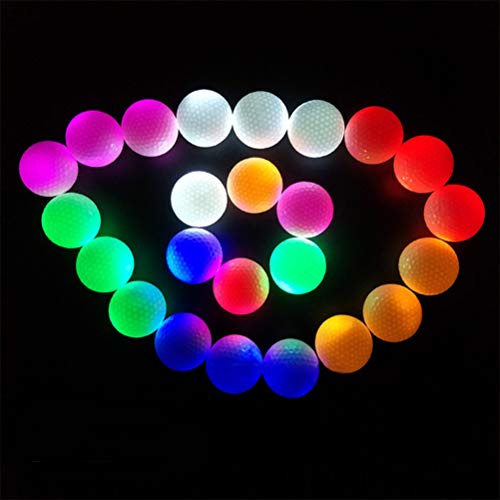 Susian Pelotas de Golf LED, Pelotas de Golf con luz LED Que Brillan intermitentemente en la Oscuridad Pelotas de Golf nocturnas Entrenamiento Multicolor Pelotas de práctica de Golf Regalos