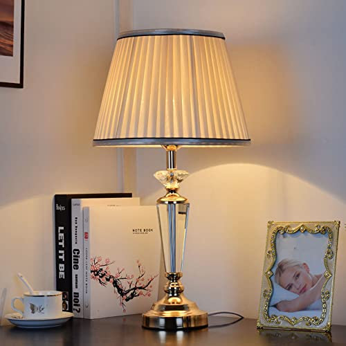 Chao Zan Lampada da tavolo colore Bianco, lampada da tavolo in tessuto,Soggiorno & Sala da pranzo,Comodino(1 luce, E27) Accessori per la Casa - rendere - Cristallo - tessuto - Metallo