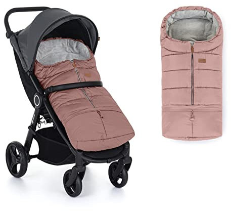 Petite&Mars Fußsack für Kinderwagen JIBOT * Winterfußsack für Kinderwagen, Buggy und Autositz * Warrm * Wasserdicht * Winddicht * mit vertikale Gurtschlitze (Dusty Pink)