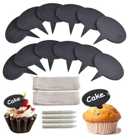 Tiamu 18Pcs Mini Tableau Ardoise Craie pour Buffet, Mariage, Fête, Marqueurs à Fromage pour Plateau de Charcuterie, Mini Panneau Daffichage avec 4 Crayons, Étiquette de Prix, Signes pour Nourriture