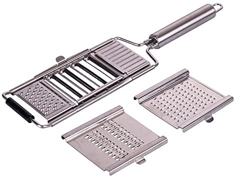 Grattugia 3 in 1 con 3 lame intercambiabili per tipi differenti di taglio, in acciaio inox