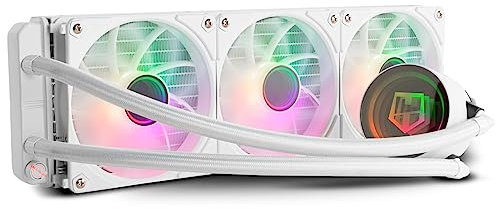 NOX XTREME PRODUCTS HUMMER M-360 – Refrigeración líquida ARGB para Intel y AMD, 3 ventiladores 120 mm PWM, bomba con base de cobre y efecto espejo infinito, radiador triple de aluminio, blanco