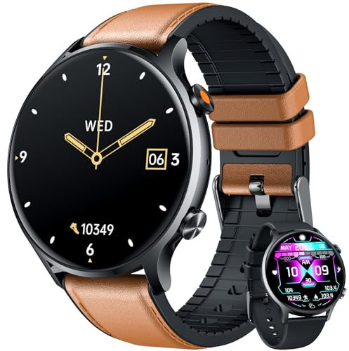Smartwatch Fitnessuhr Armbanduhr Telefonfunktion Wasserdicht - 1,39 Runde Touchscreen Smart Watch Fitness Tracker Sportuhr mit Blutdruckmessung Schrittzähler Herzfrequenz Kompatibel Android mit iOS