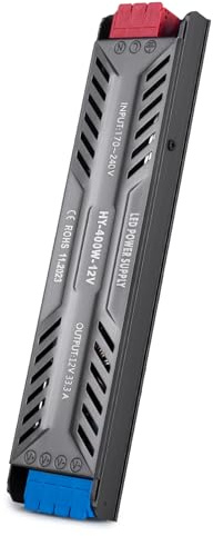 SUCIKORIO LED Trafo 12V 400W Transformator AC 230V auf DC 12 Volt 33,3A Ultra Dünn Konstante Spannung LED Treiber Netzteil 12V Schalt Niedervolttrafo für LEDs Streifen, LEDs Lichtleisten, Innen