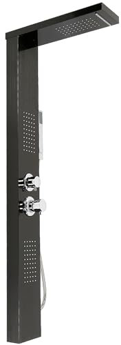 MUL-BOUTICA Columna de Ducha Hidromasaje Ajustable para Temperatura y Flujo, Sistema Termostático con Ducha y Cascada (negro, S2)