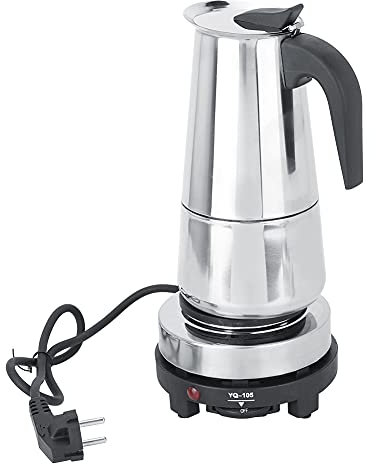 Cafetera Espresso Portátil, Cafetera Moka, Estufa Eléctrica De Acero Inoxidable De 450ml, Juego De Calentador De Cafetera, Enchufe Europeo De 220-240V