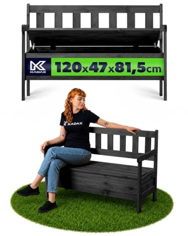 KADAX Panchina da giardino, 120 x 47 x 81,5 cm, in un pannello di fibra di legno, con spazio e schienale, resistente alle intemperie, per giardino, balcone (Antracite)