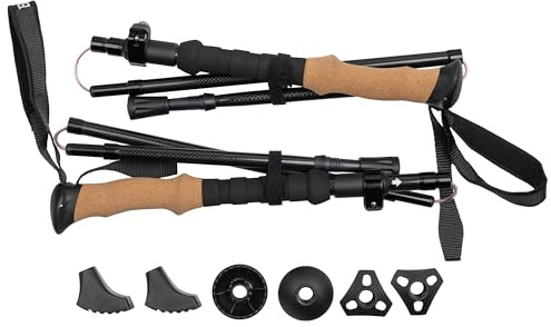 BIA Reinhold Carbon vandringspinnar för äventyr, vandring, bergsklättring, Nordic Walking, vandring. Ultralätt 220 g per pinne. 115–135 cm teleskop höjdjusterbar, för grus, snö, slask, asfalt